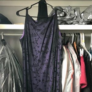 Purple gown with black sparkly overlay